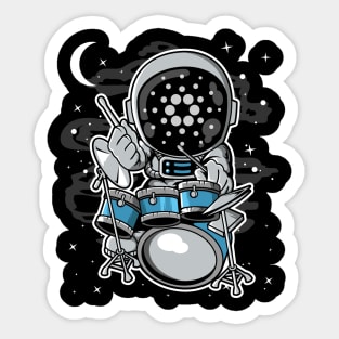 Astronaut Drummer Cardano ADA Coin To The Moon Crypto Token Cryptocurrency Blockchain Wallet Birthday Gift For Men Women Kids Sticker